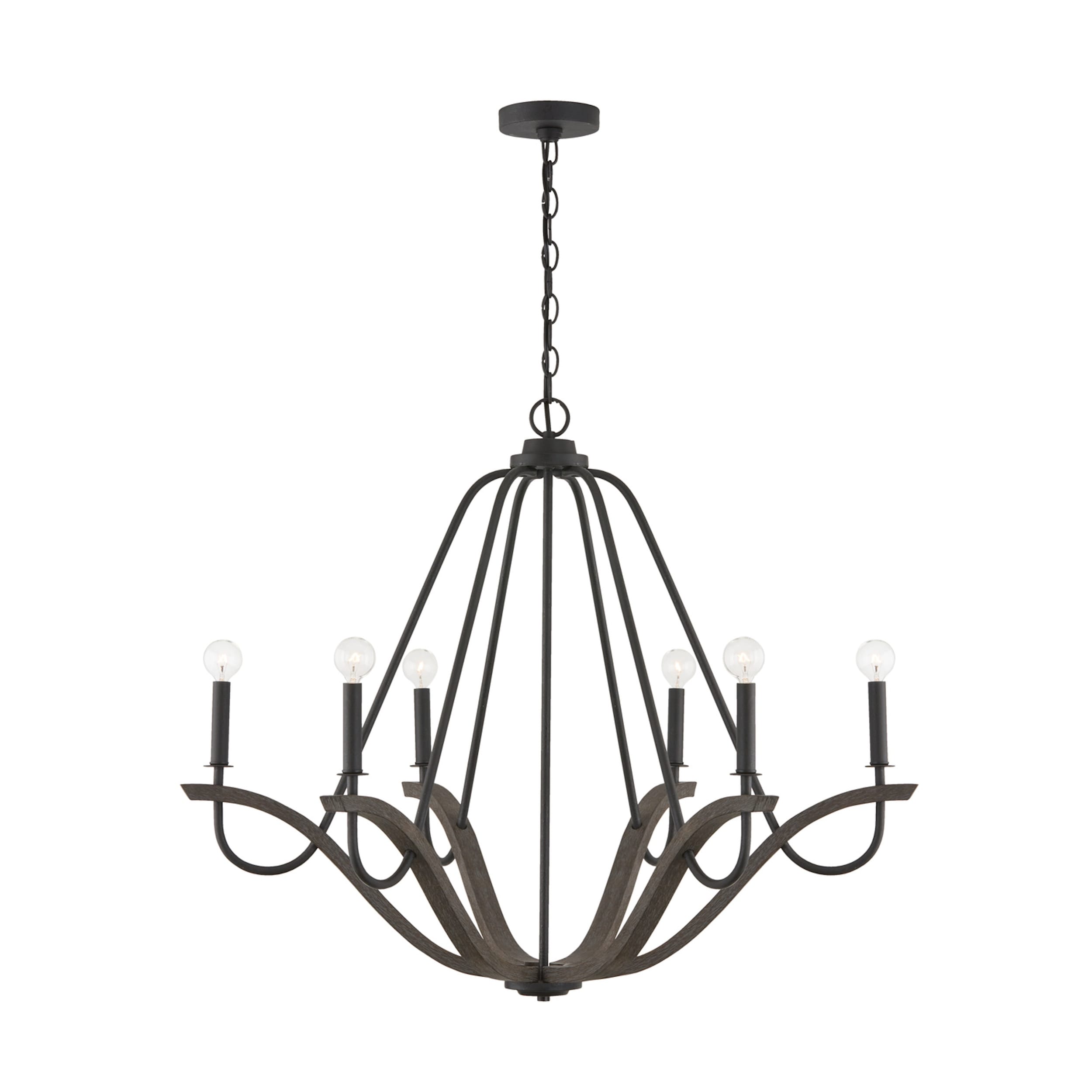 Clive 6-light Carbon Grey & Black Iron Chandelier