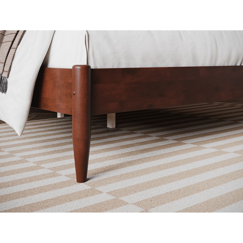 Full Platform Bed Frame - 14 Inch Modern Bed - Walnut Finish - Home Bedroom Furniture