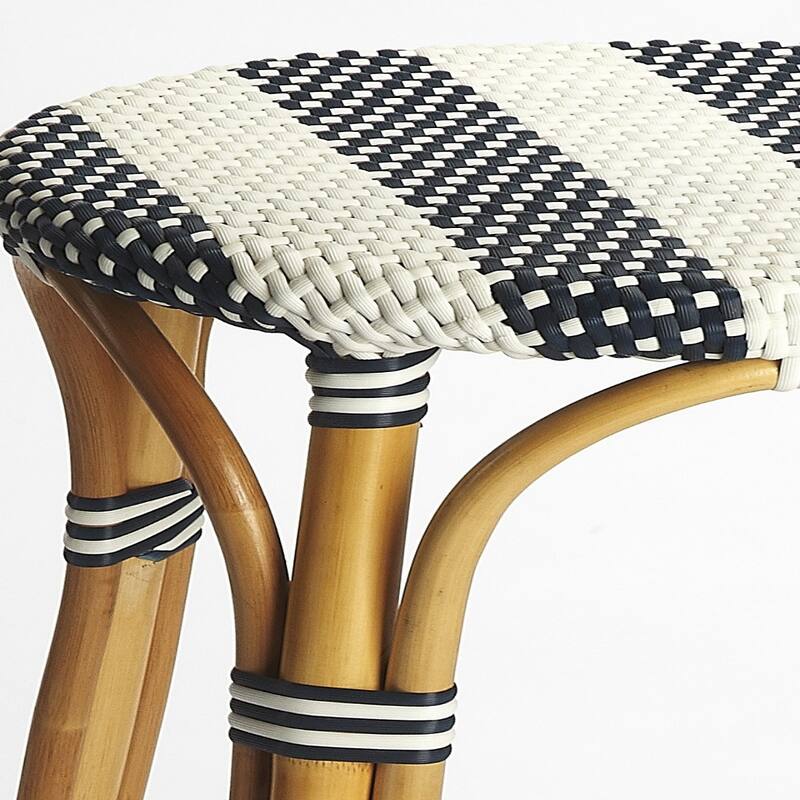 Rattan Backless Counter Height Bar Stool with Footrest, Water-Resistant
