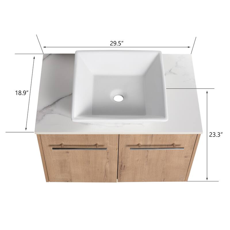 BNK 24"/30" Single Sink Bathroom Vanity with Soft Close Door, Modern Floating Vanity