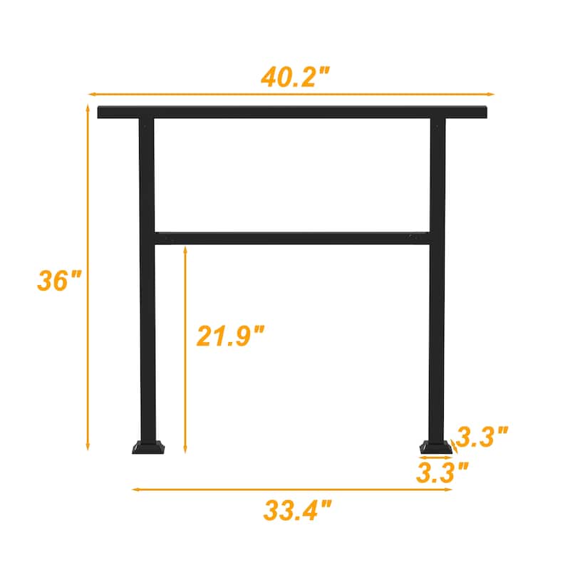 Wrought Iron Handrail 4-5Step Durable Stair Railing Indoor Outdoor Use