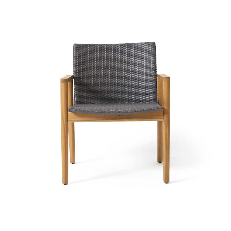 Bryan Wicker and Acacia Wood Outdoor Club Chairs by Christopher Knight Home