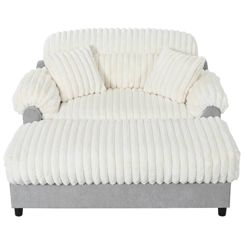 Luxury Cloud Chaise Lounge Sofa with 2 Plush Throw Pillows by Harper&Bright Designs