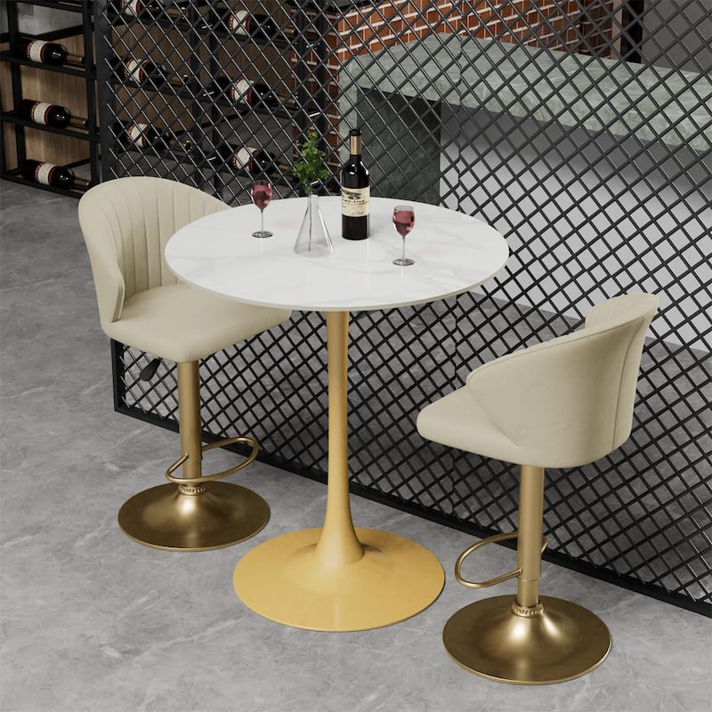 39.37" High Bar Table Round Cafe Bistro Pub Cocktail Kitchen Table Sintered Stone-top