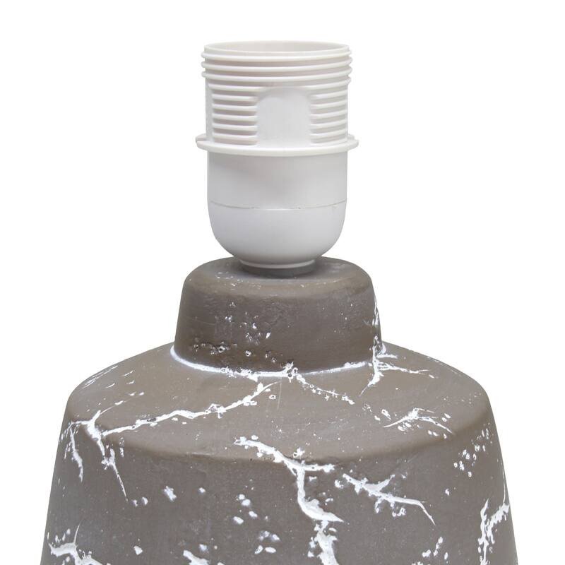 Marble Style Ceramic Table Lamp with Drum Shade - 13.25" - Taupe and White