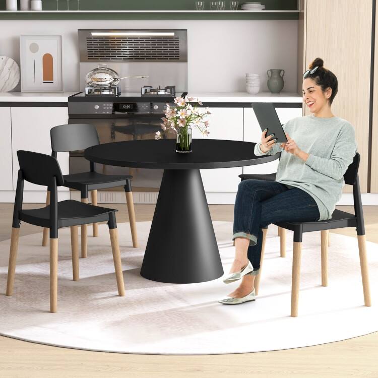 Set of 4 Sleek and Comfortable Dining Chairs with Ergonomic Design and Solid Beech Wood Legs - 19.5"L x 17"W x 30"H