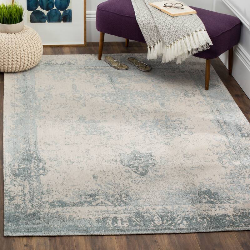 SAFAVIEH Classic Vintage Boho Mientje Distressed Oriental Cotton Rug - 4' x 6' - Grey