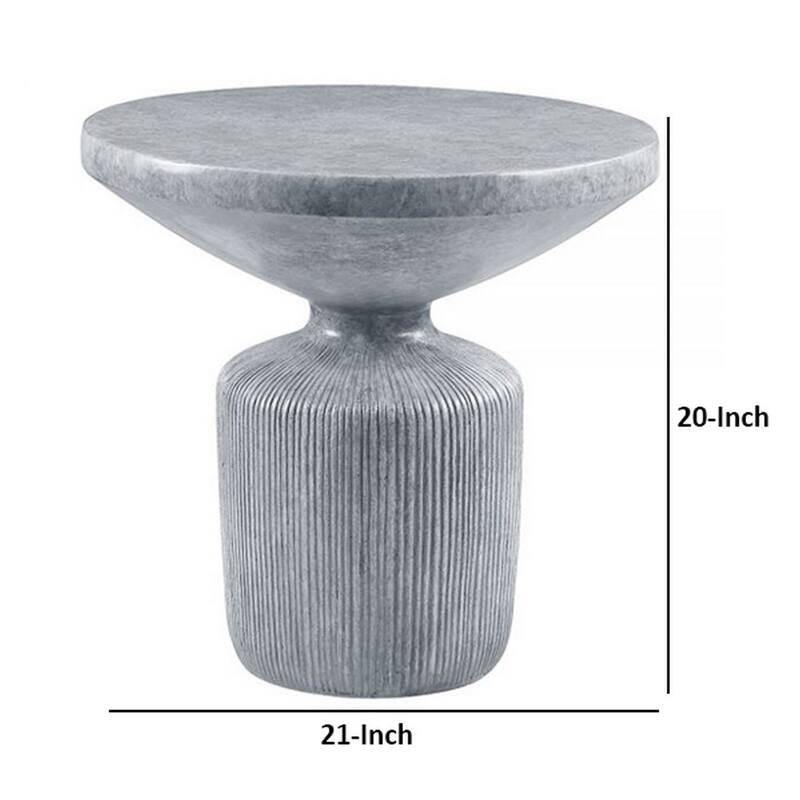 Lylie 30 Inch Side End Table, Round Naturalistic Design, Gray Cement