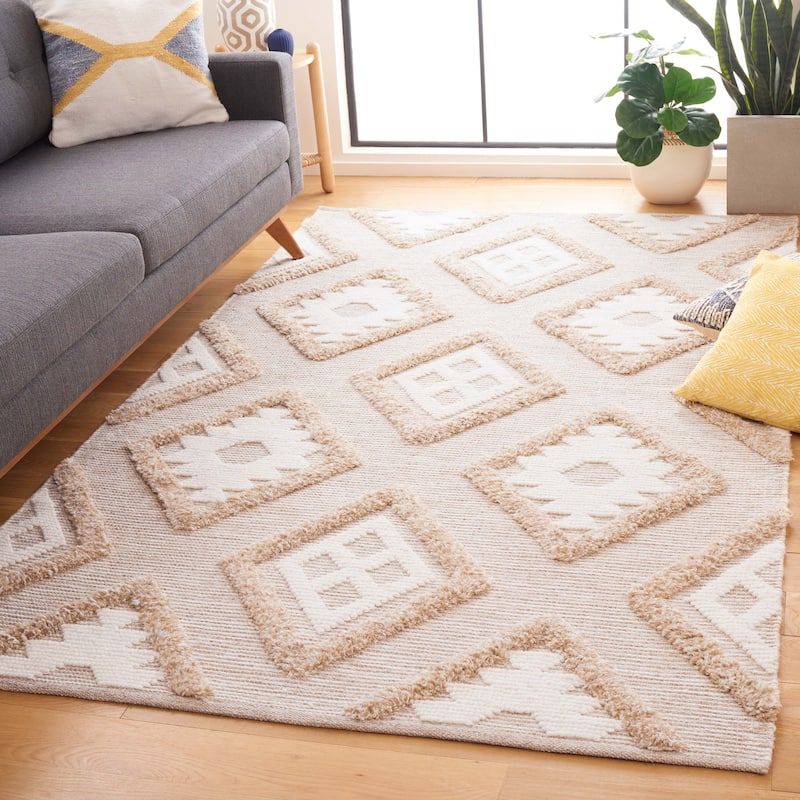 SAFAVIEH Handmade Natura Aladina Rustic Diamond Trellis Wool Rug