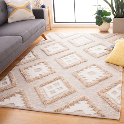 SAFAVIEH Handmade Natura Aladina Rustic Diamond Trellis Wool Rug