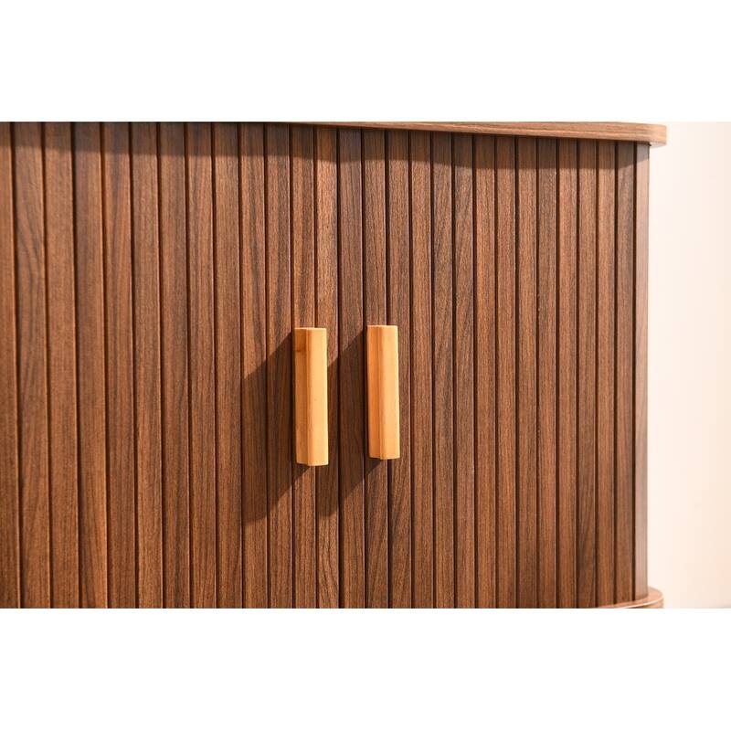 Retro-Inspired Walnut Ribbed Storage Cabinet