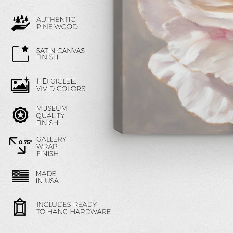 Wynwood Studio Canvas Floral and Botanical Sweet Flower White and Light Gray Traditional Wall Art Canvas Print - White, Gray