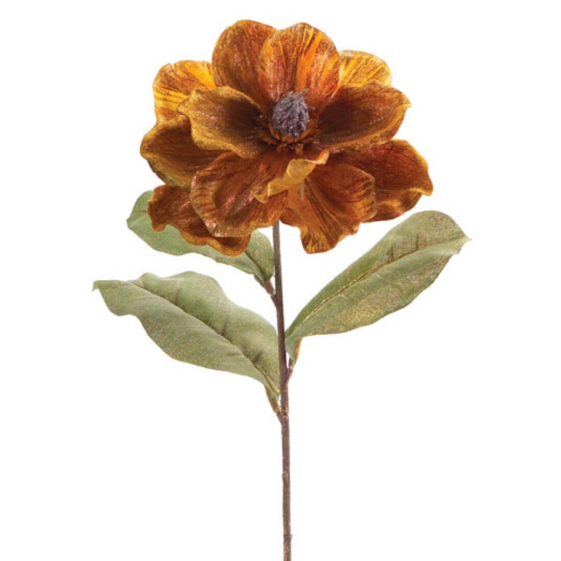 Shop Pack Of 6 Gold And Brown Artificial Silk Magnolia Flowers With Glitter 30 Overstock 16614253