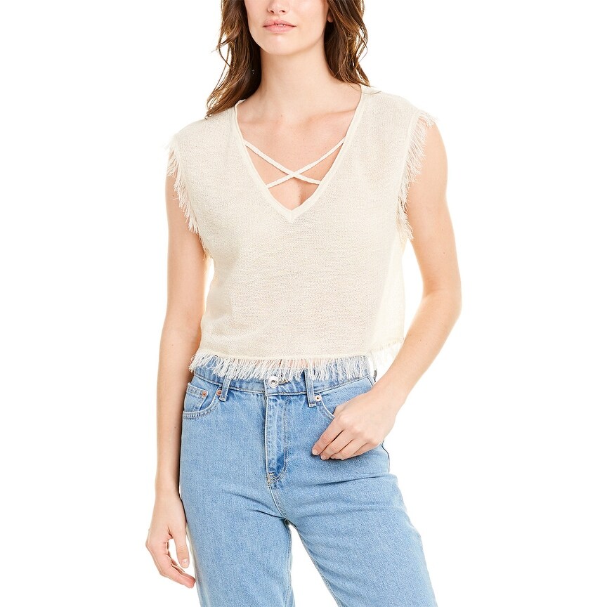 white fringe sweater