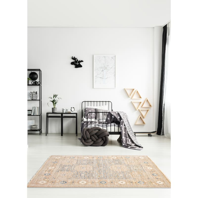 ECARPETGALLERY Hand-knotted Mamluk Tan Wool Rug - 5'0 x 7'0