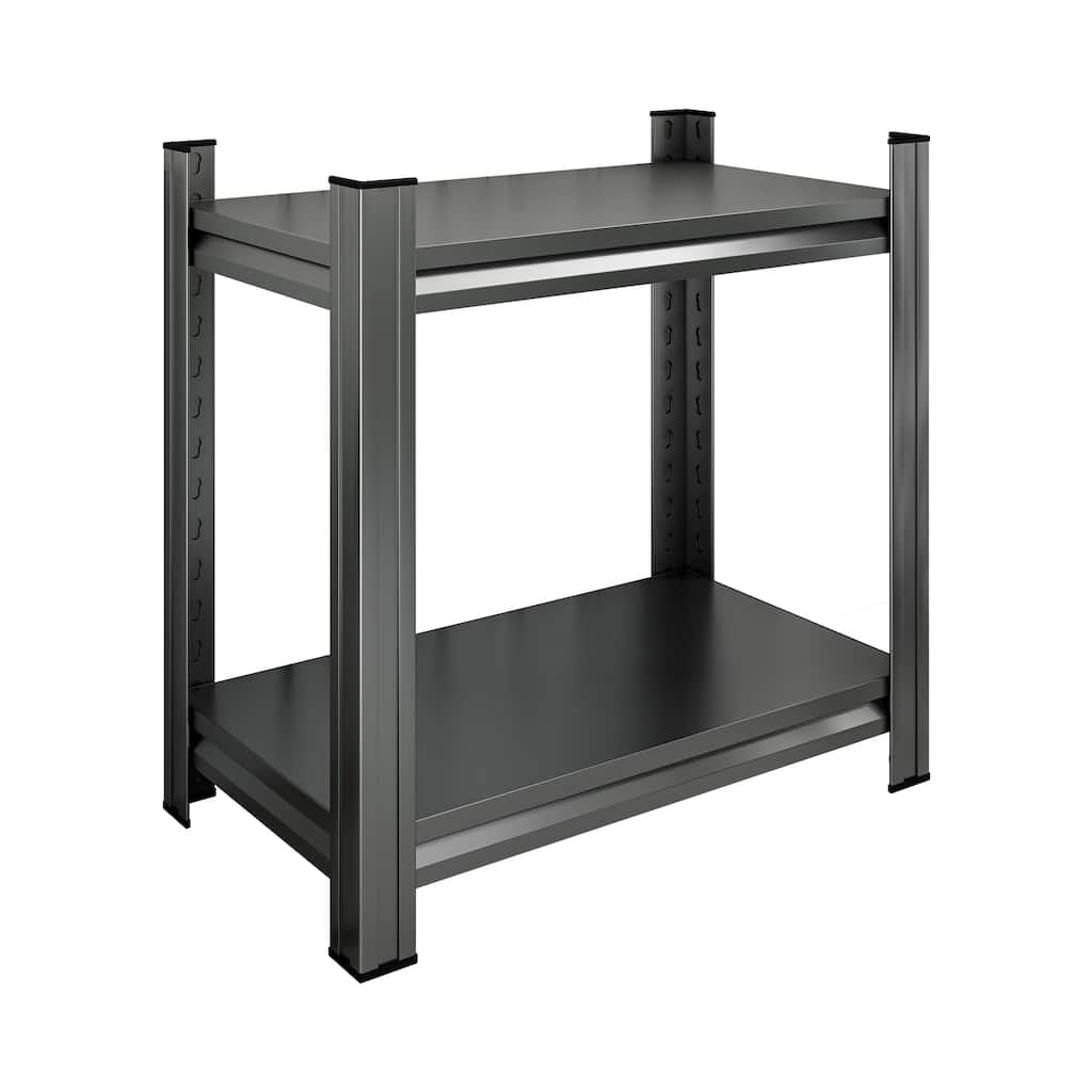 2-Layer Metal Storage Rack, Adjustable Divider Shelf, Office Vertical Storage Rack, Black, Assembly Required