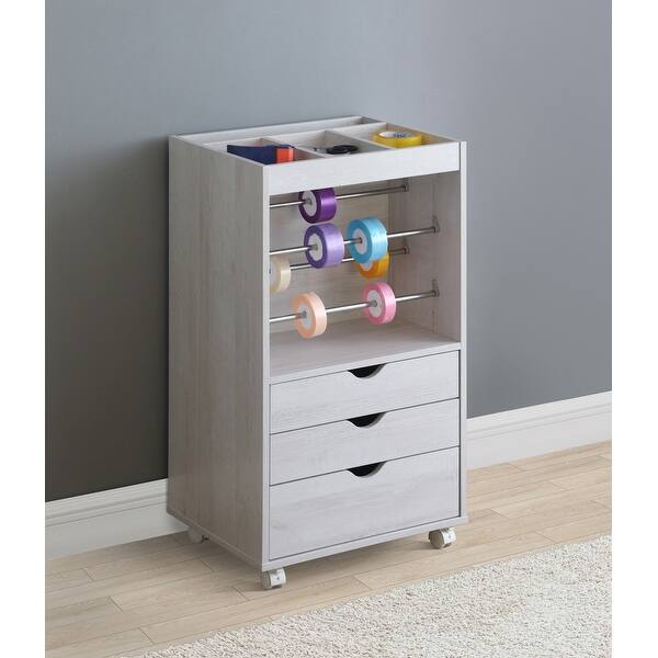 Shop Garrett White Oak 3 Drawer Storage Cabinet With Wheels Overstock 32116911