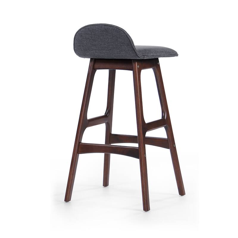 Mid-Century Modern Upholstered Barstools - Set of 2, Low-Back Fabric Stools for Kitchen & Bar