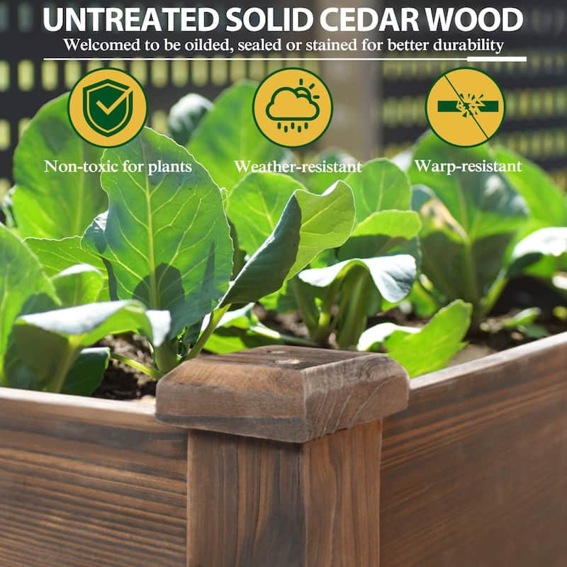 VEIKOUS Wood Raised Garden Bed with Drainage Holes, Outdoor Elevated Planter Box