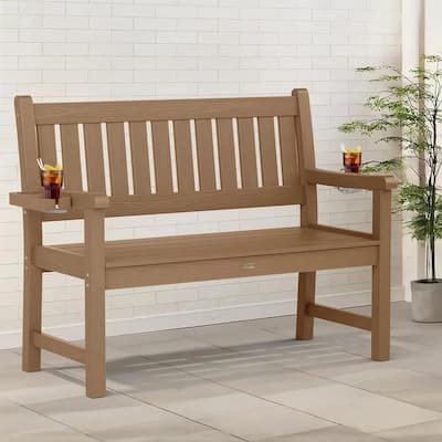 WINSOON All-Weather HIPS Outdoor Garden Bench, 56" Adirondack Outdoor Patio Bench