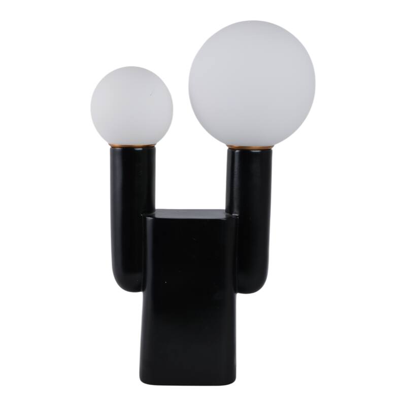 Metal Table Lamp Double Globe Sculptural Minimalist Modern Accent