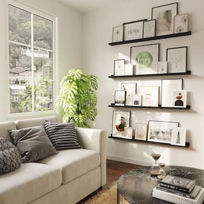 Wallniture Boston 46" Floating Shelves for Wall, Picture Ledge (Set of 4)