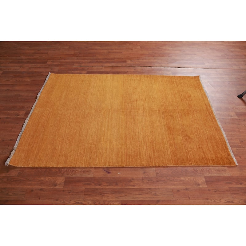Orange Rust Gabbeh Oriental Rug Handmade Wool Carpet - 3'11" x 5'7"