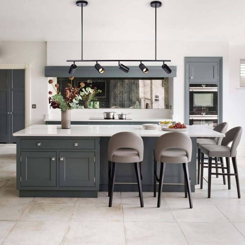 5-Light Modern Farmhouse Linear Swivel Track Lighting Spotlight for Kitchen Island