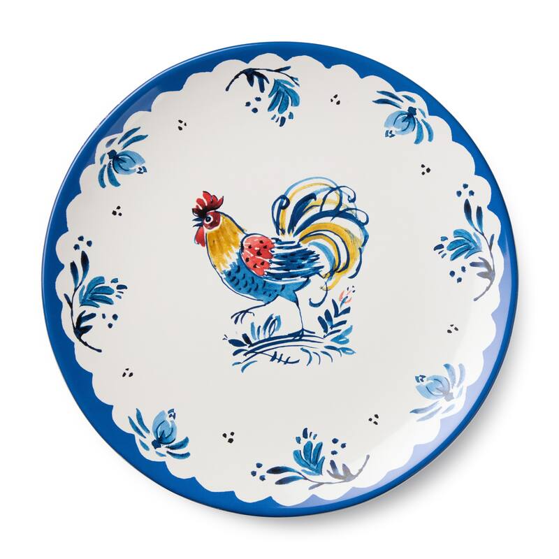 Certified International French Rooster 11" Dinner Plates, Set of 4 Assorted Designs - 11.00"L x 11.00"W x 1.25"H