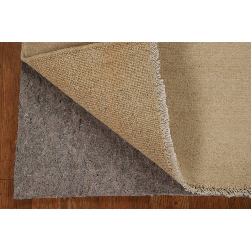 Gabbeh Modern Rug Hand-Knotted Solid Beige Wool Carpet - 2'1"x 2'10"