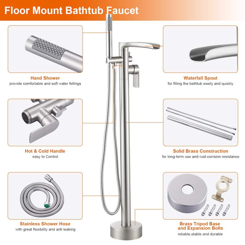 WOWOW Single Handle Freestanding Tub Faucet with Hand Shower