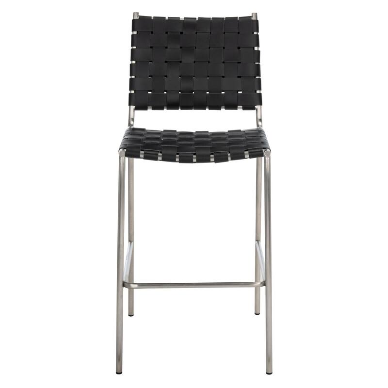 SAFAVIEH Malissie Woven Counter Stool - 18.5" W x 21" L x 40" H - 19Wx21Dx40H - Black/Silver
