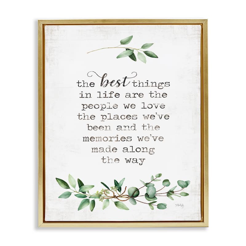Stupell The Best Things In Life Are People Plants Typography Floater Frame - Green - 17 x 21 - Gold