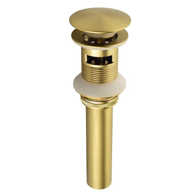 Bathroom Sink Pop Up Drain With Overflow Vessel Sink Lavatory Vanity Basin Drain Stopper Assembly - Brushed Gold