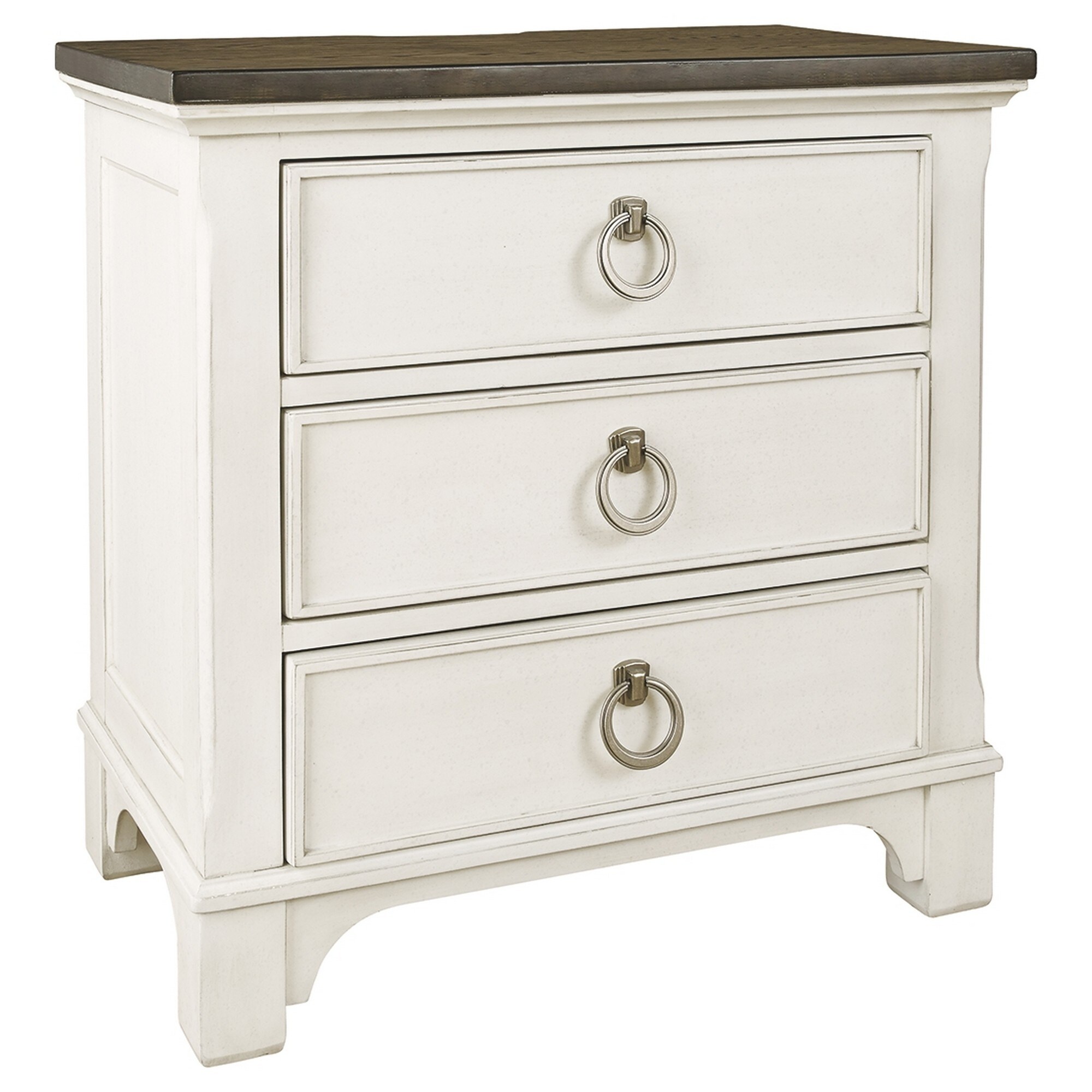 Shop Cottage 3 Drawer Wooden Nightstand With Contrasting Top White And Brown On Sale Overstock 32047046
