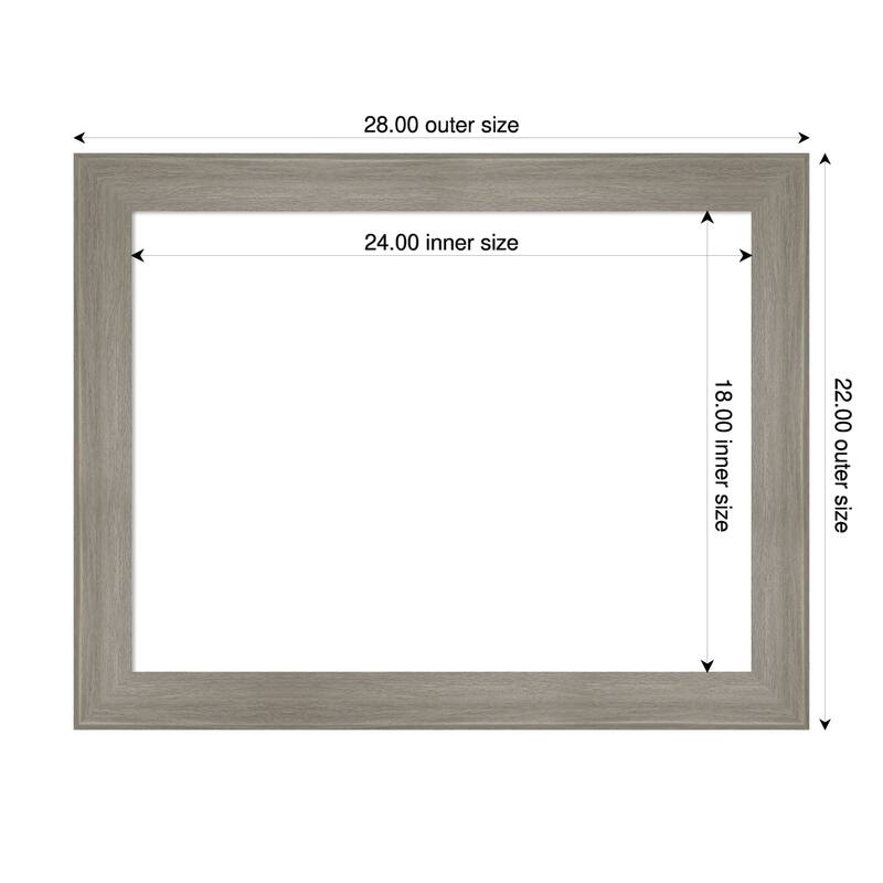 Grand Narrow Framed Dry Erase Magnetic Board - 28 x 22 in - Grand Greywash Narrow