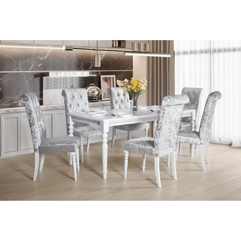 Reston 7-Piece Dining Table and Chair - Table and 6 Chairs - White