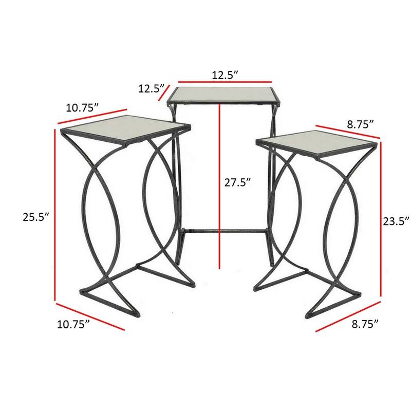 Rikki Plant Stand Table Set of 3, Curved Base, Modern Black Finished Metal