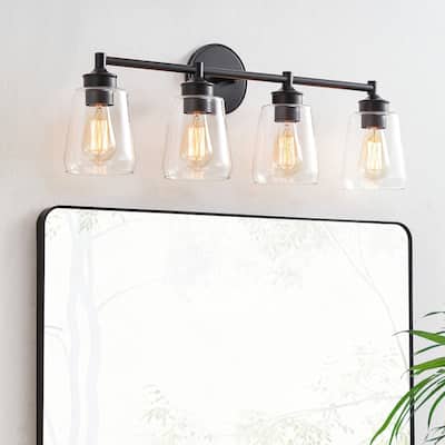 KAWOTI 4-Light Dimmable Bathroom Vanity Light with Glass Shade