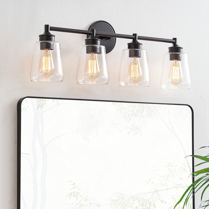 KAWOTI 4-Light Dimmable Bathroom Vanity Light with Glass Shade