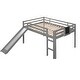 preview thumbnail 5 of 12, Full size Loft Bed with Slide and Chalkboard, Grey