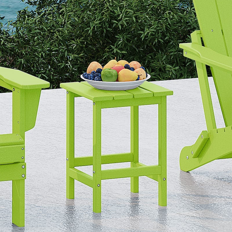 Polytrends Laguna Hdpe All Weather Outdoor Patio Square Side Table - Lime