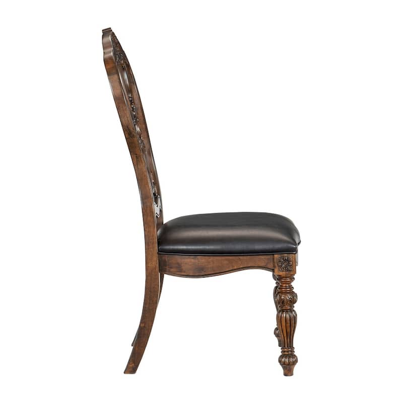 Brown/Brown Faux Leather Upholstered Wood Frame Dining Chair, Set of 2, Sturdy Dining Chair for Dining Rooms - 20.5