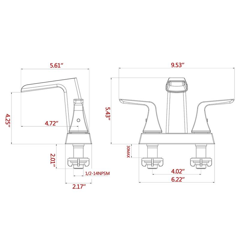 4" Centerset Waterfall Bath Lavatory Faucet with Pop Up Sink Drain