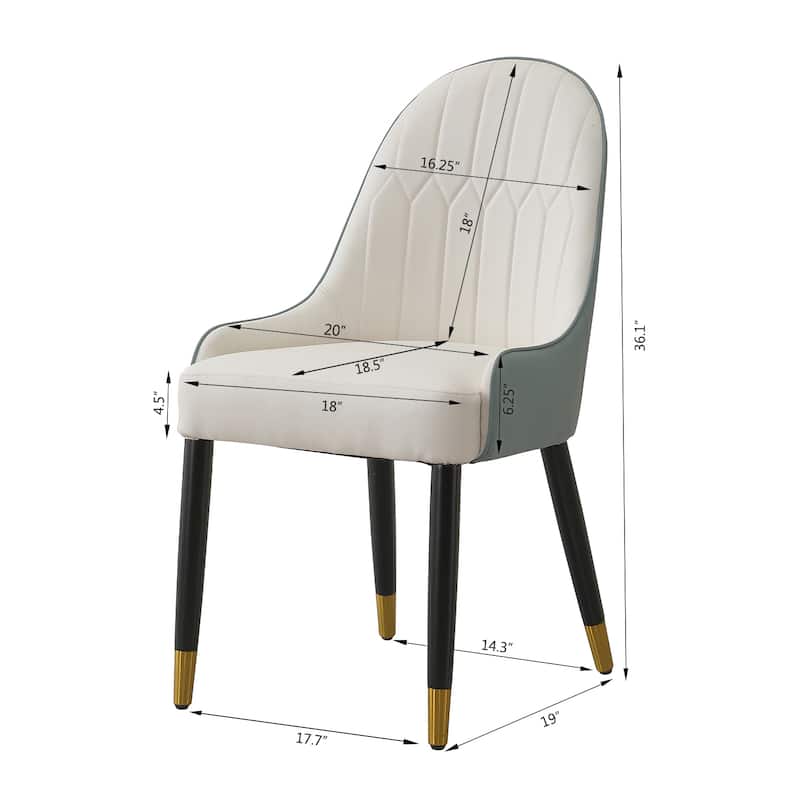 Modern White Faux Leather Dining Chairs Set of 2 for Living Room Dining Room Reception Room