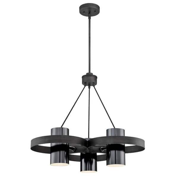 slide 2 of 5, Westinghouse Lighting Exton Three-Light Indoor Chandelier, Distressed Aluminum Finish with Gun Metal Shades Distressed Aluminum and Gun Metal