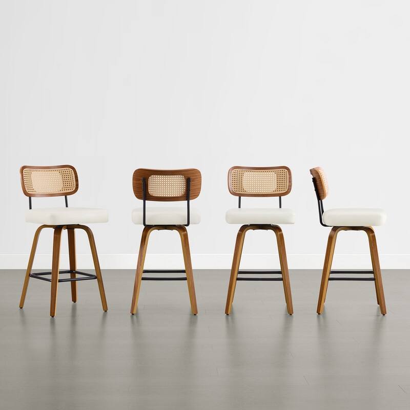 Spruce & Spring 26" Swivel Bar Stool with Bentwood Back or PE Rattan Back