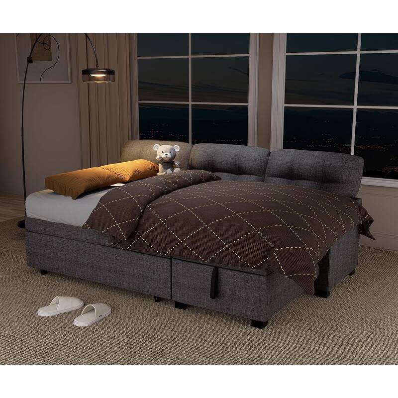 Reversible Sectional Sofa Couch,Sleeper Sofa Bed with Storage Chaise Pull Out Couch Bed for Living Room,Hidden Stroge