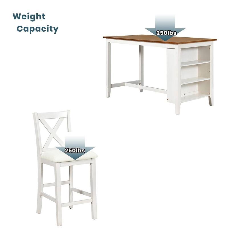5 PCS Pub Sets For 4 Rustic Farmhouse Bar Table with 4 Stools
