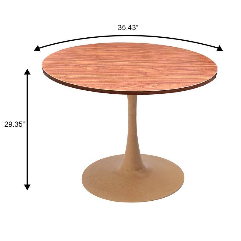 Bristol 36" Round Dining Table - MDF Wood Top with Natural Wood Steel Pedestal Base - Modern Kitchen & Dining Room Table